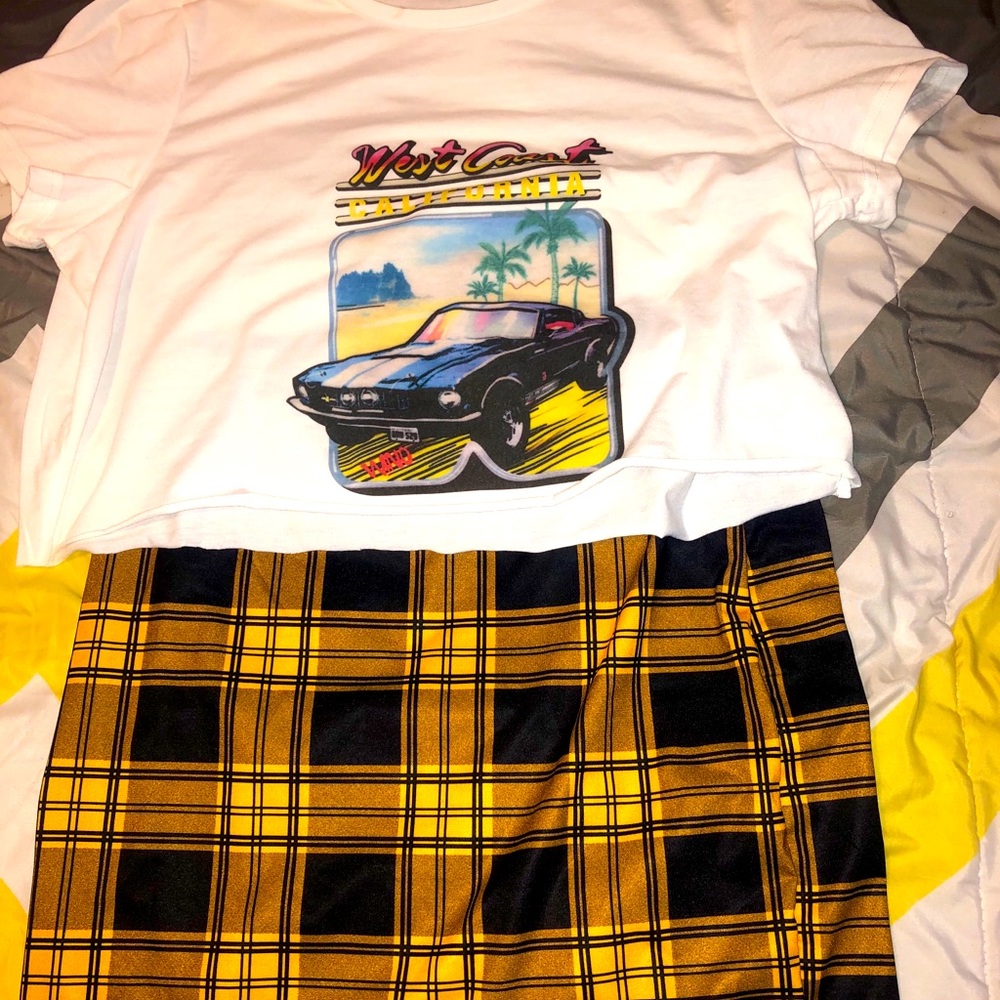 Two piece crop top and skirt set